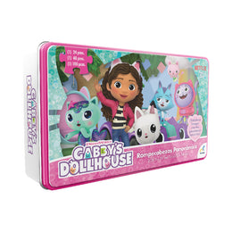 Rompecabezas Panorámico 3 En 1 Gabby´s Dollhouse Caja Metálica