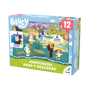Rompecabezas Infantil de Bluey Arma Y Descubre 12 Piezas