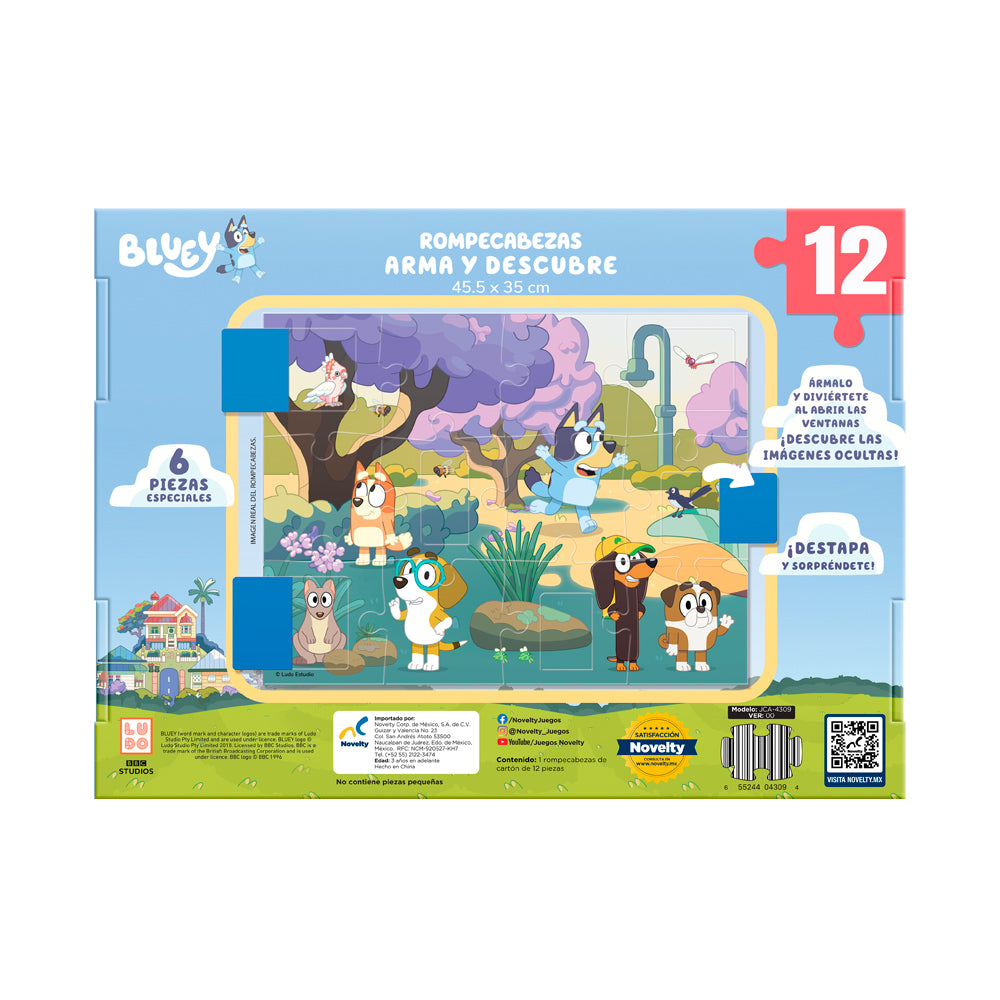 Rompecabezas Infantil de Bluey Arma Y Descubre 12 Piezas