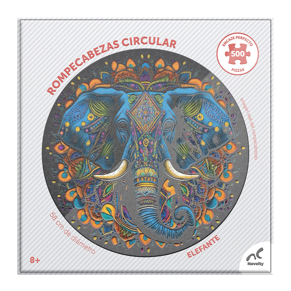 Rompecabezas Circular Barnizado Elefante 500 Piezas