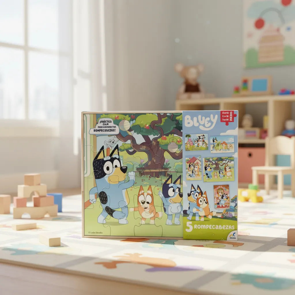 Rompecabezas Bluey 5 En 1 Caja De Madera