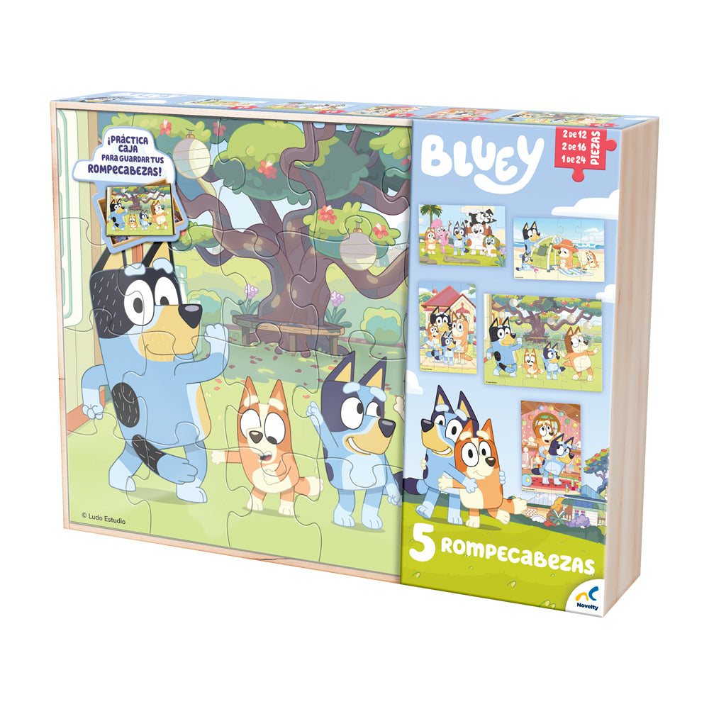 Rompecabezas Bluey 5 En 1 Caja De Madera