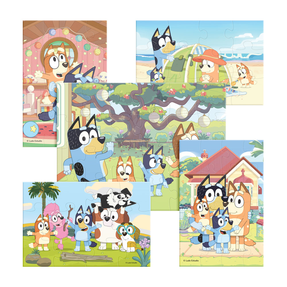 Rompecabezas Bluey 5 En 1 Caja De Madera
