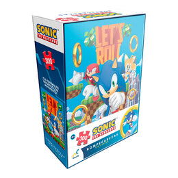 Rompecabezas Sonic lenticular de 300 piezas. Efecto 3D con diseño dinámico del icónico personaje de SEGA. Ideal para fans y coleccionistas.