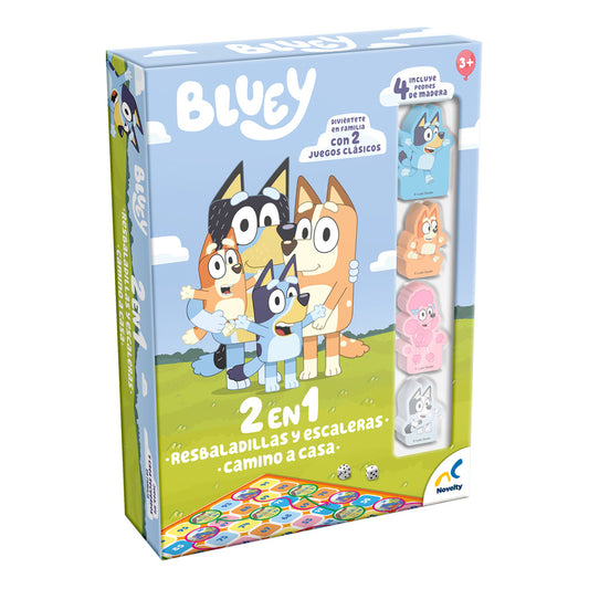 Juego de Mesa Bluey 2 en 1 | Resbaladillas y Escaleras + Camino a Casa - Novelty