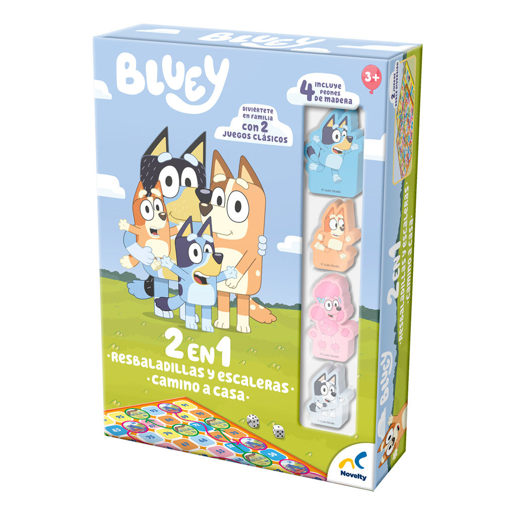 Juego de Mesa Bluey 2 en 1 | Resbaladillas y Escaleras + Camino a Casa - Novelty