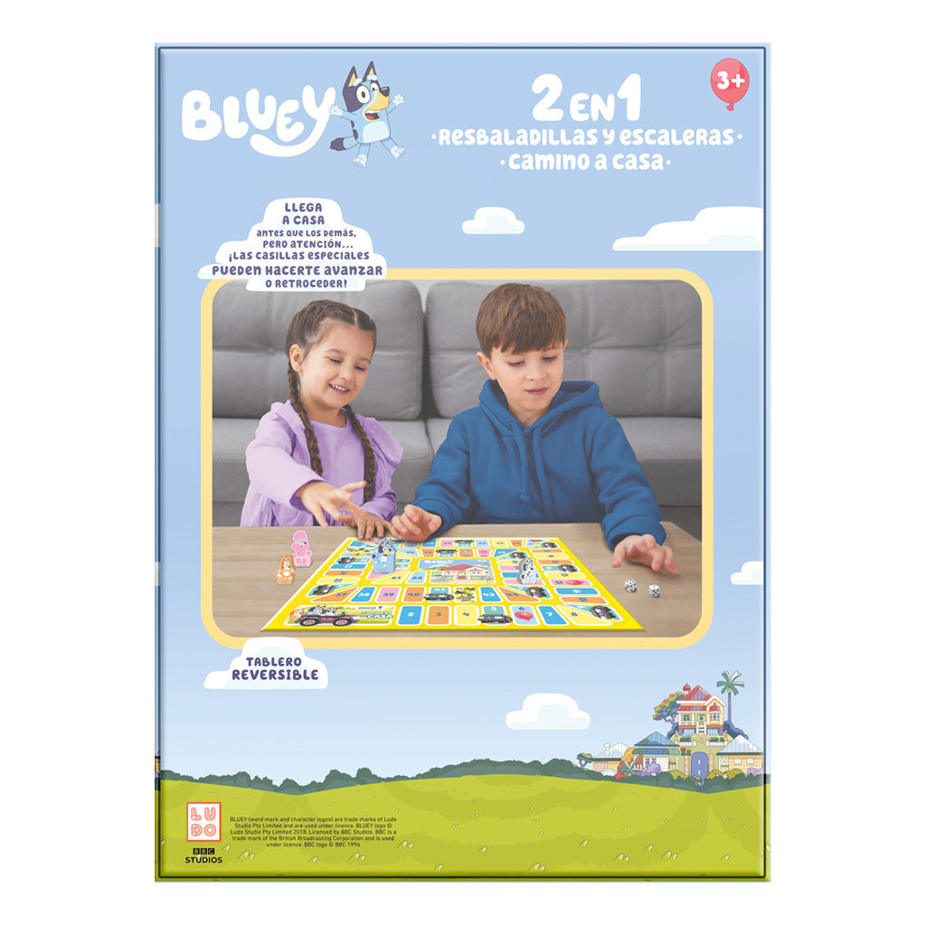 Juego de Mesa Bluey 2 en 1 | Resbaladillas y Escaleras + Camino a Casa - Novelty