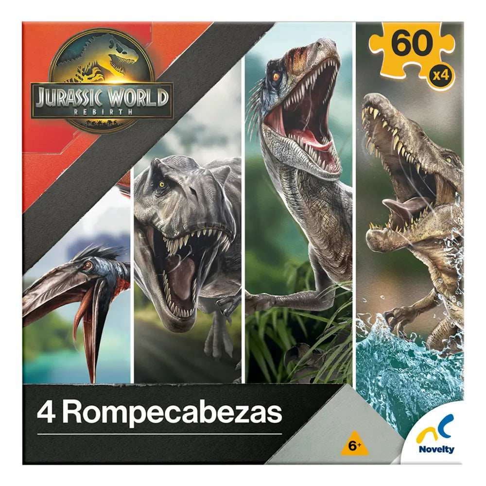 Rompecabezas 4 en 1 Jurassic World 60 Piezas Novelty