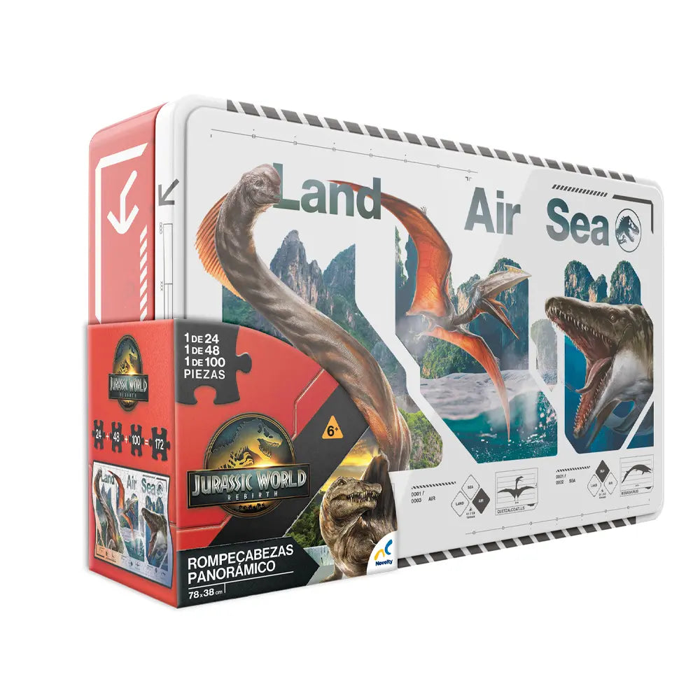 Rompecabezas Panorámico Jurassic World 3 en 1 | Caja Metálica – Novelty ...