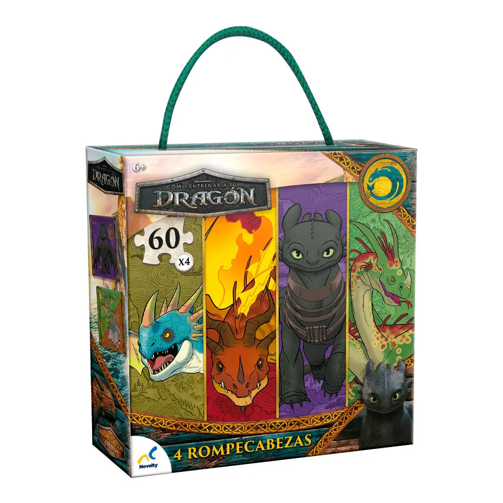 Rompecabezas Cómo Entrenar a tu Dragón – Set 4 en 1 (60 piezas)- Novelty