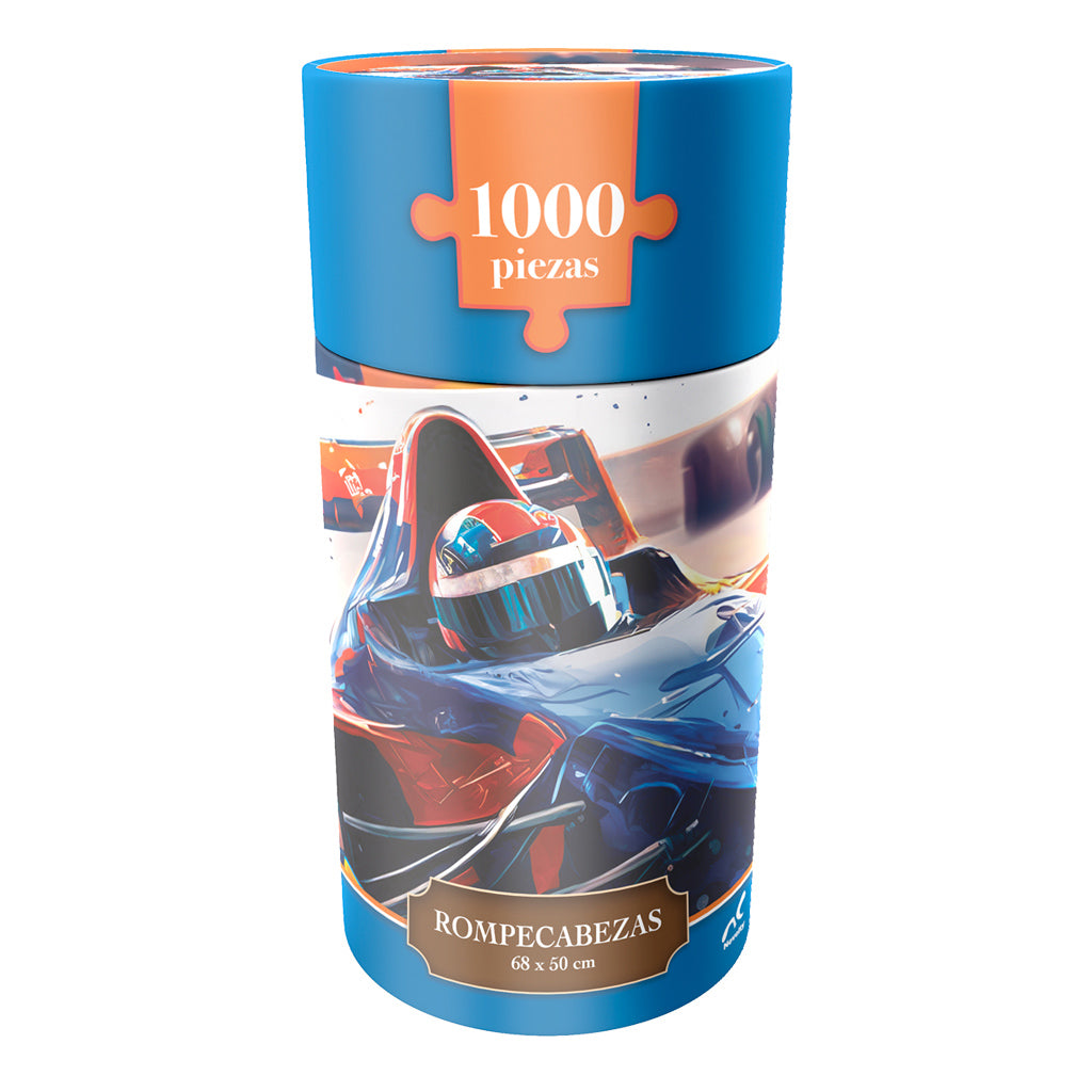Rompecabezas Carro de Carreras 1000 Piezas | Cilindro Coleccionable | Novelty