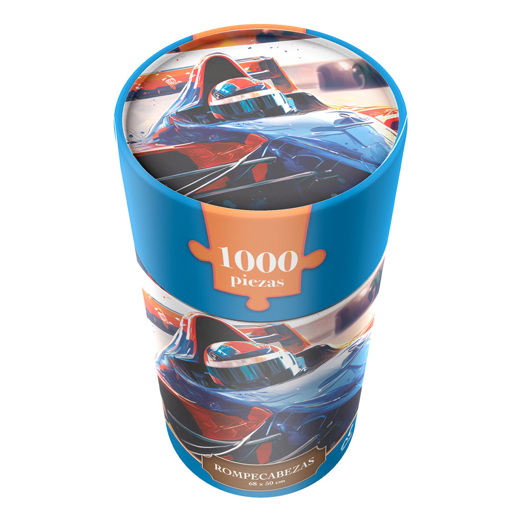 Rompecabezas Carro de Carreras 1000 Piezas | Cilindro Coleccionable | Novelty