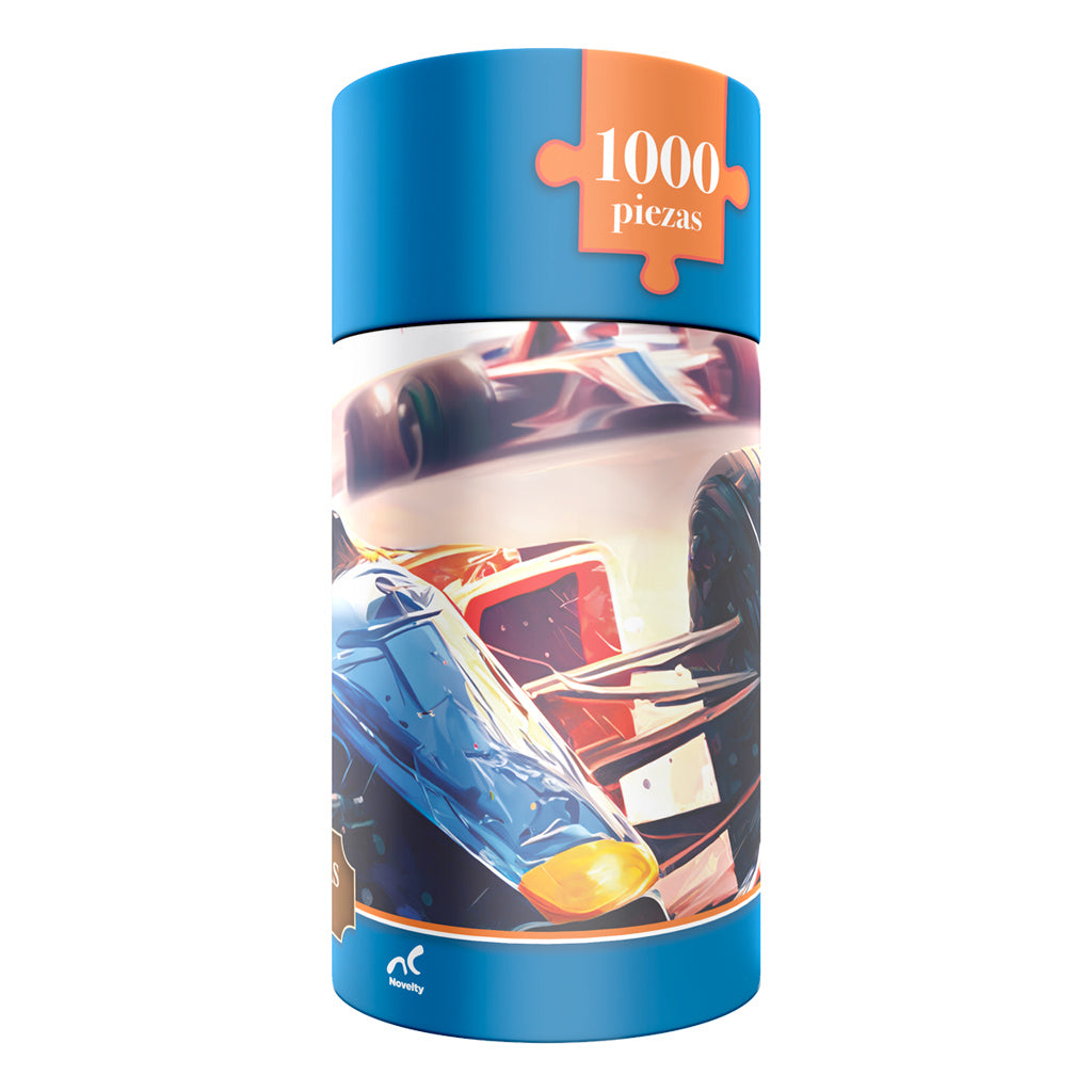 Rompecabezas Carro de Carreras 1000 Piezas | Cilindro Coleccionable | Novelty