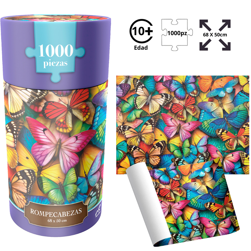 Rompecabezas Mariposas 1000 Piezas | Cilindro Coleccionable | Novelt