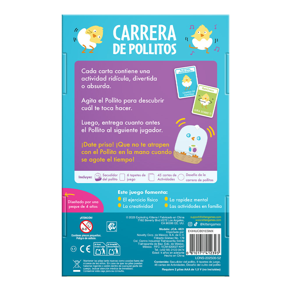 Juego de Mesa Carrera de Pollitos Exploding Kittens | Diversión Infantil