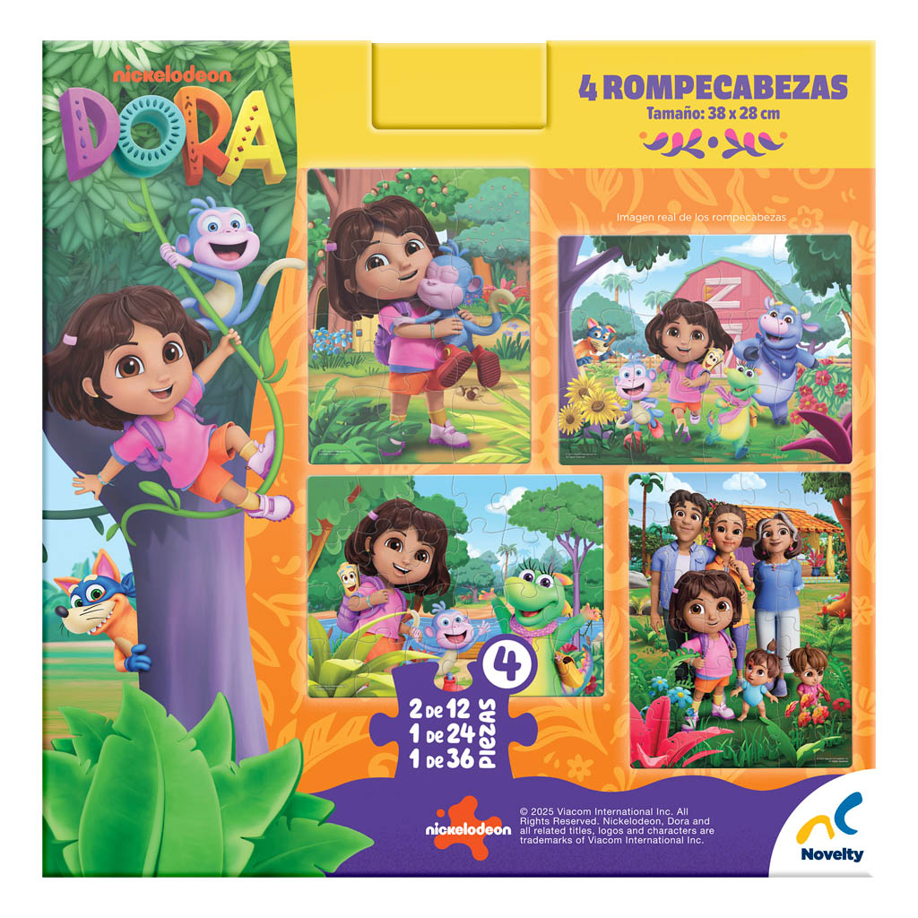 Rompecabezas Dora 4 en 1 12,24 y 36 Piezas