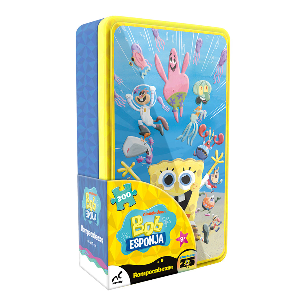 Rompecabezas Bob Esponja Panorámico 300 Piezas | Coleccionable Caja Metálica