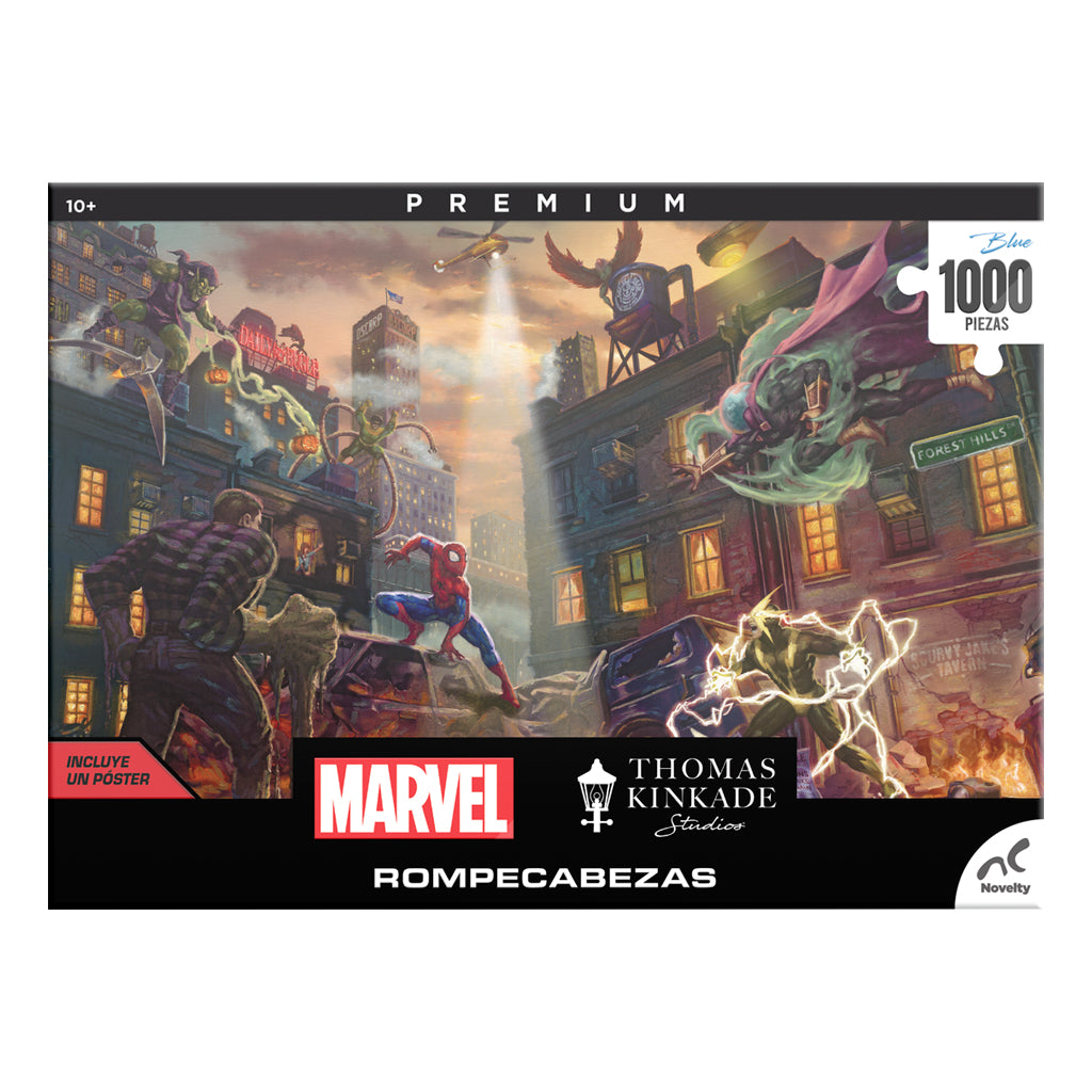 Rompecabezas Marvel Spider-Man vs Villanos Thomas Kinkade 1000 Piezas