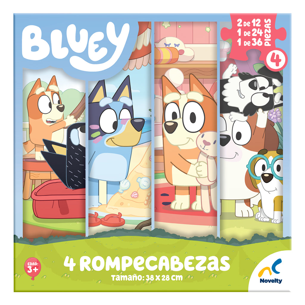 Rompecabezas Bluey 4 en 1 - 12, 24 y 36 Piezas