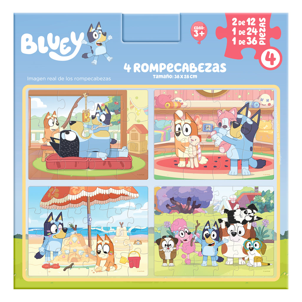 Rompecabezas Bluey 4 en 1 - 12, 24 y 36 Piezas