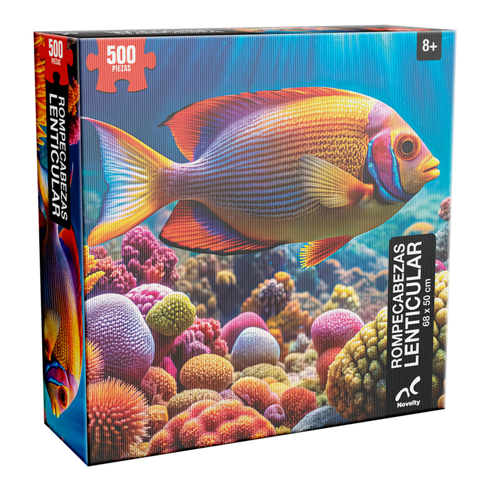 Rompecabezas lenticular peces 500 piezas efecto 3D 68x50 cm | Nvelty
