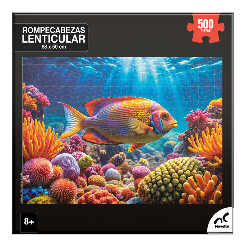 Rompecabezas lenticular peces 500 piezas efecto 3D 68x50 cm | Nvelty