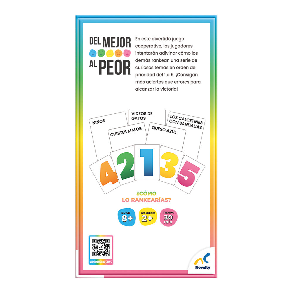 Juego de Cartas Del Mejor al Peor | Juego Familiar y de Fiesta Novelty