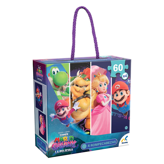 Rompecabezas 4 en 1 Mario Galaxy 60 Piezas |Mario, Peach, Yoshi y Bowser