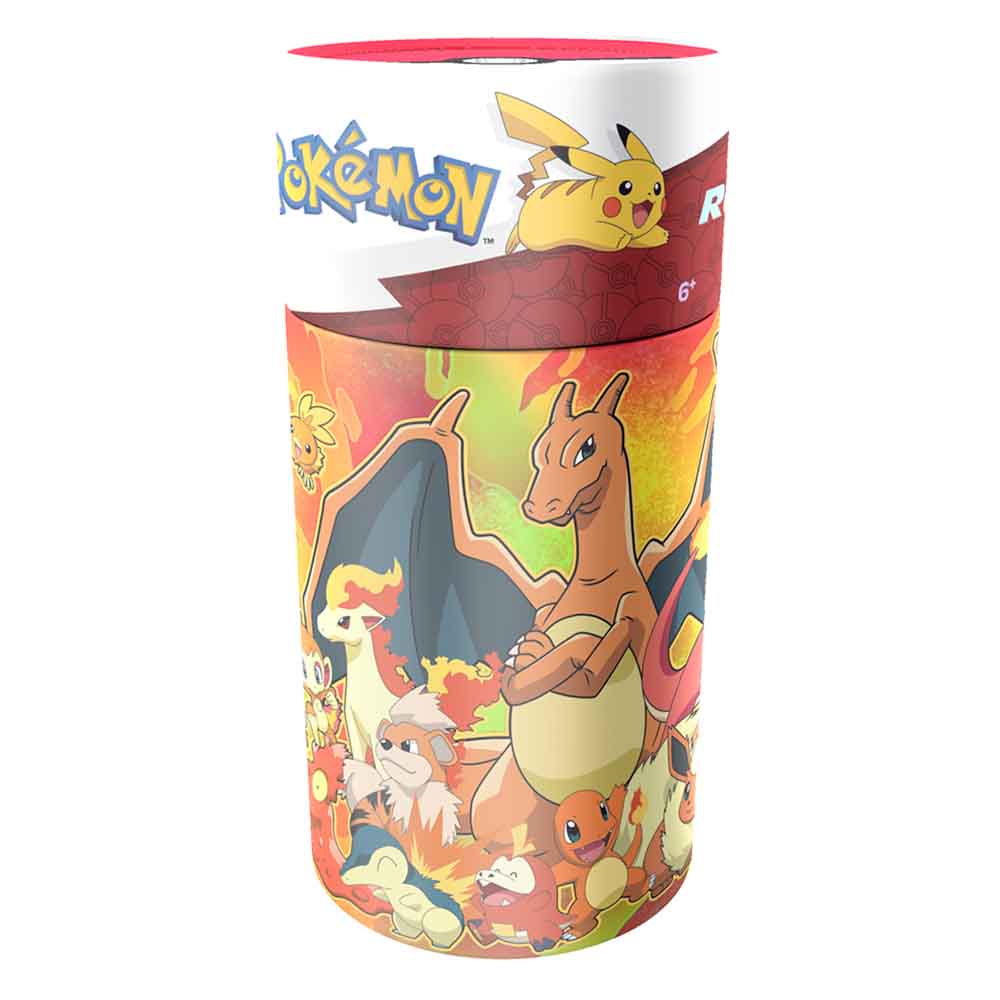 Rompecabezas Infantil Pokémon Fuego 100 Piezas Cilindro Metalizado