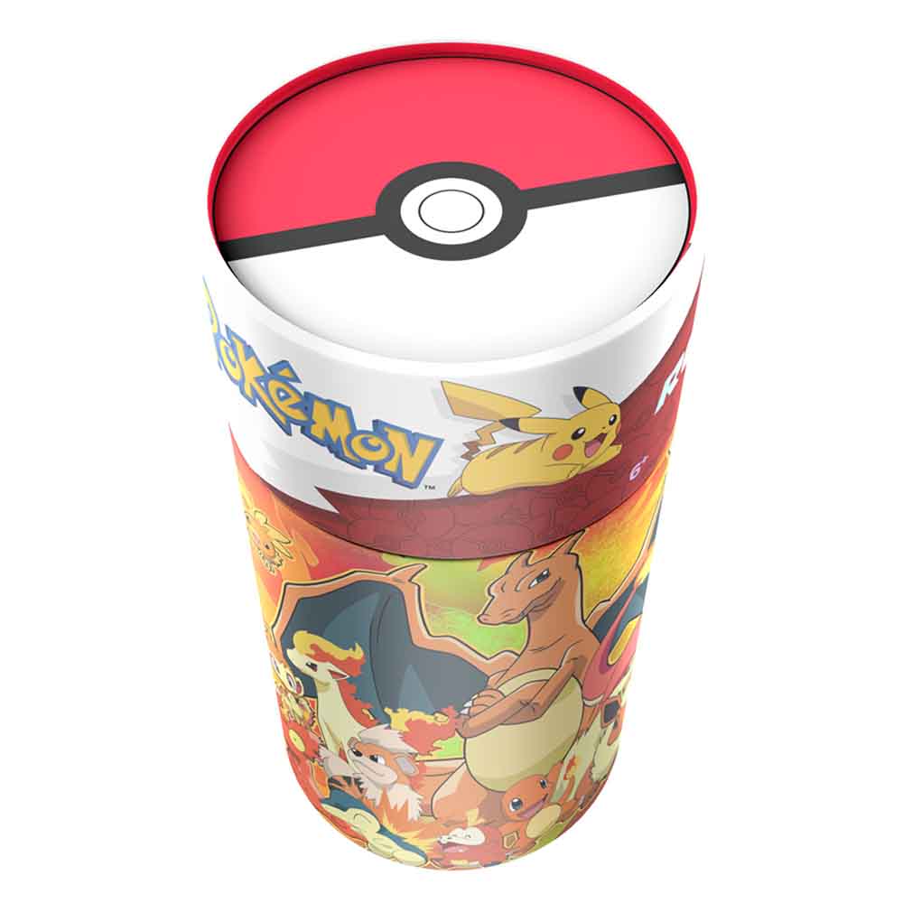 Rompecabezas Infantil Pokémon Fuego 100 Piezas Cilindro Metalizado