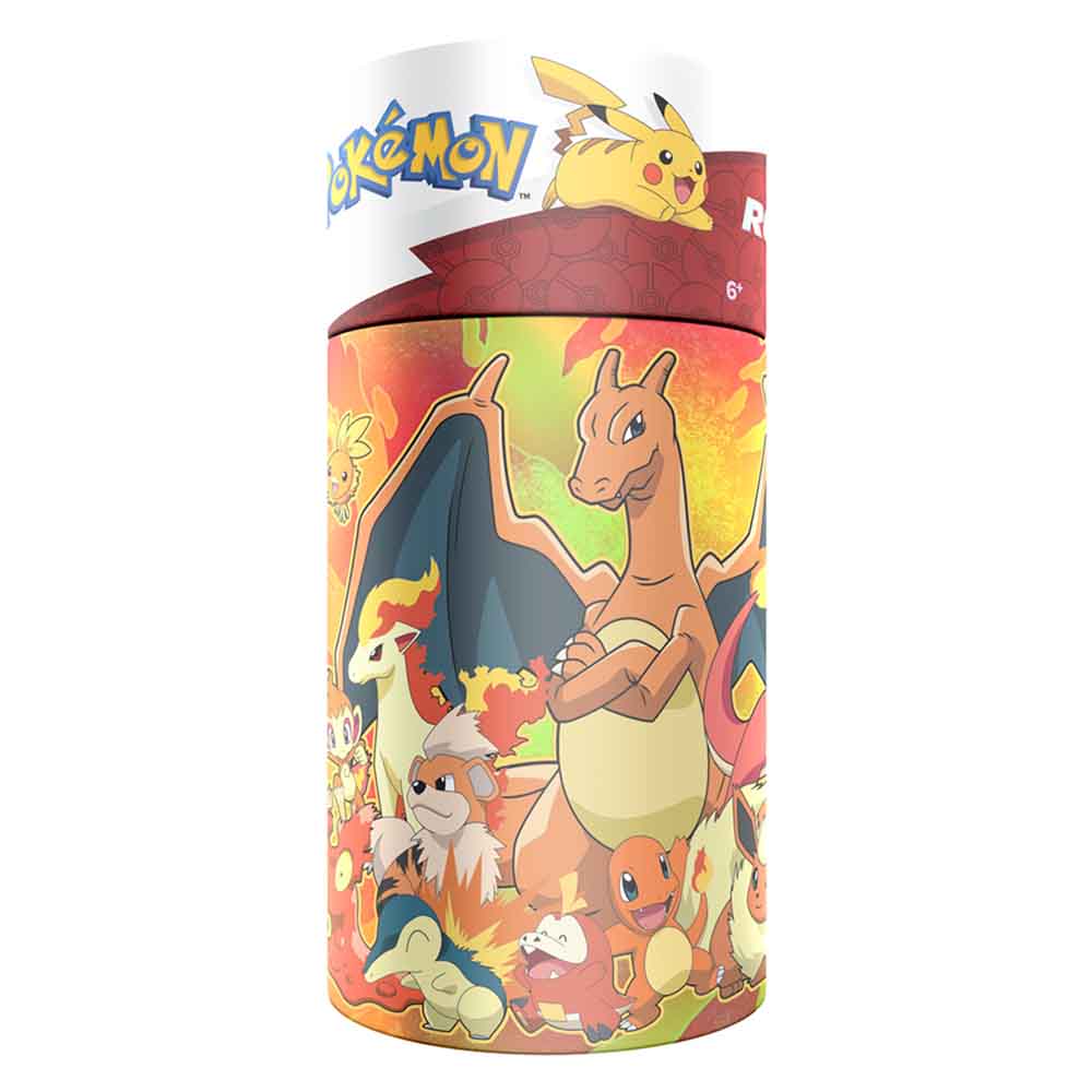 Rompecabezas Infantil Pokémon Fuego 100 Piezas Cilindro Metalizado