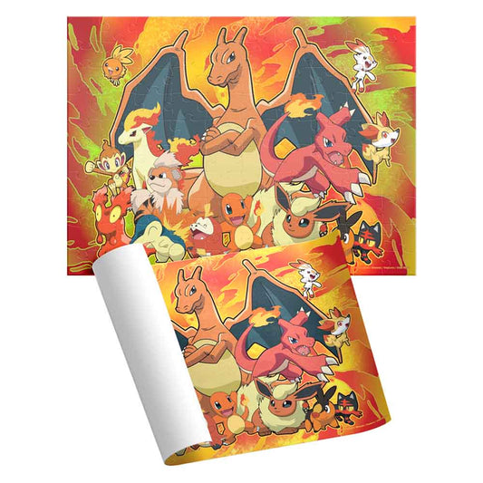 Rompecabezas Infantil Pokémon Fuego 100 Piezas Cilindro Metalizado
