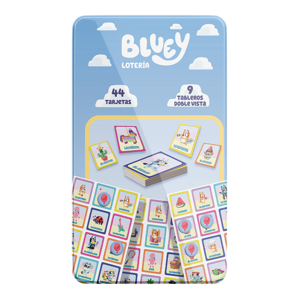 Lotería Bluey Caja Tin Metálica Juego Familiar con 9 Tableros