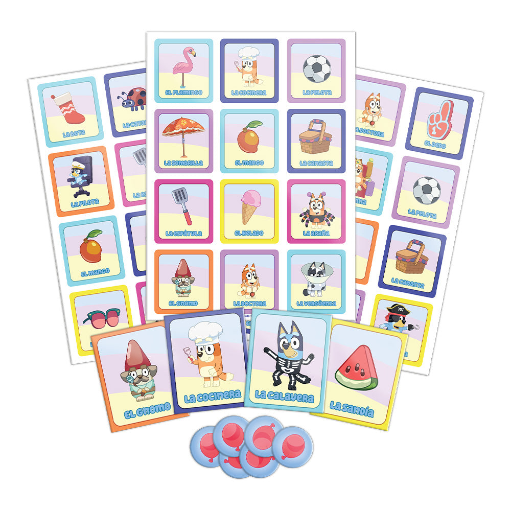 Lotería Bluey Caja Tin Metálica Juego Familiar con 9 Tableros