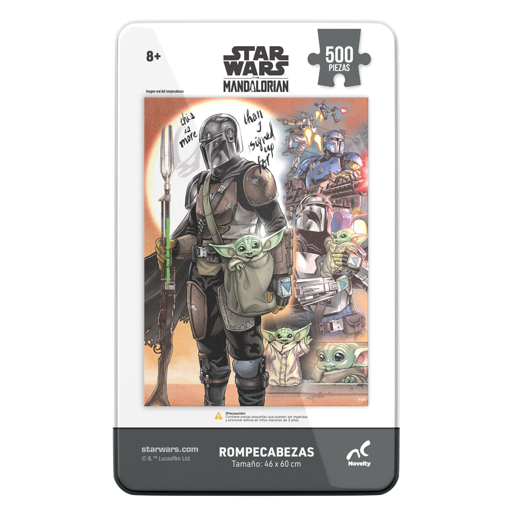 Rompecabezas Tin Mandalorian 500 Piezas | Mando y Grogu Cómic| NOVELTY
