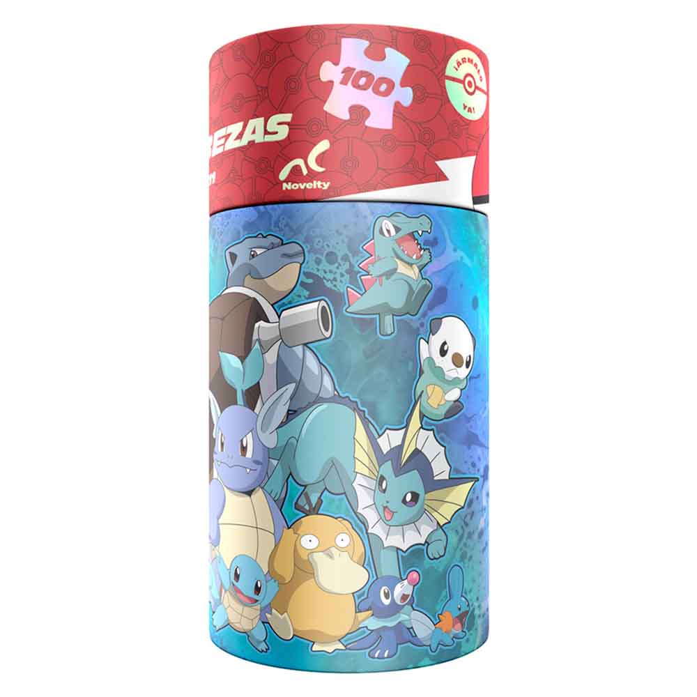 Rompecabezas Infantil Pokémon Agua 100 Piezas Cilindro con Póster