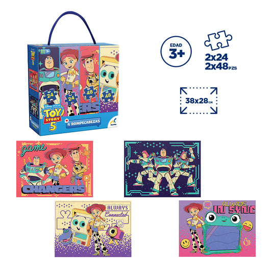Rompecabezas Toy Story 5 4 en 1, 24 y 48 Piezas