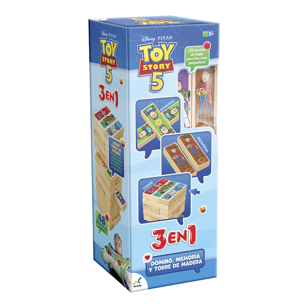 Torre de Madera 3 en 1 Toy Story 5 | Dominó y Memoria Novelty