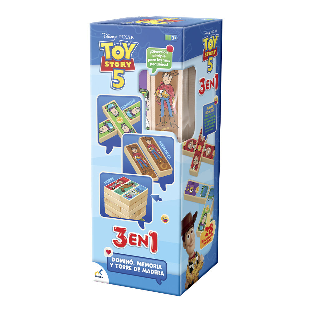 Torre de Madera 3 en 1 Toy Story 5 | Dominó y Memoria Novelty