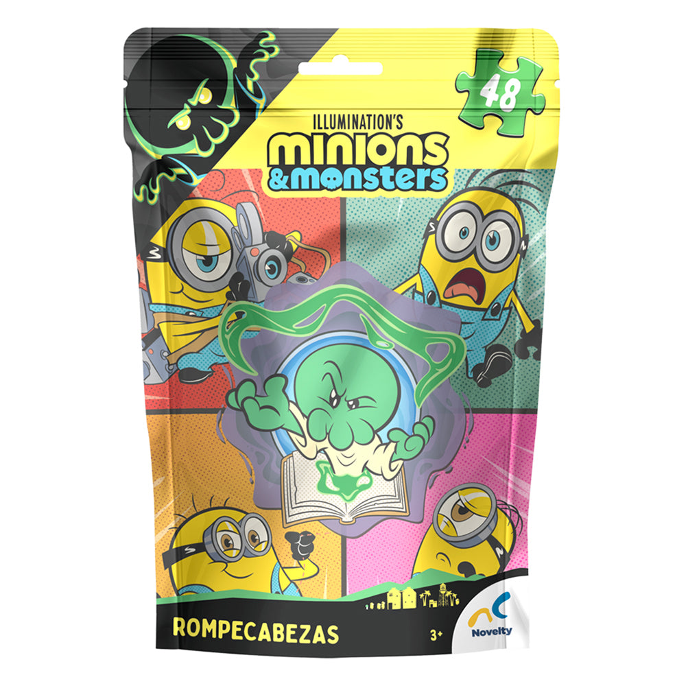 Rompecabezas Minions and Monsters de 48 piezas en bolsa foil. Ideal para niños, fácil de transportar y perfecto para desarrollar concentración.