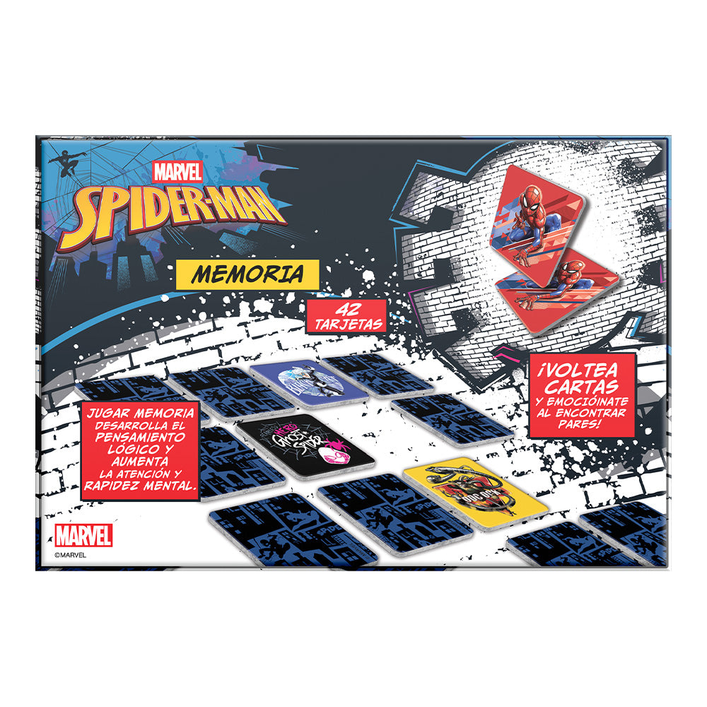 Memoria Infantil Spiderman con 42 tarjetas. Juego educativo para niños que mejora memoria y concentración con personajes de Marvel | Novelty