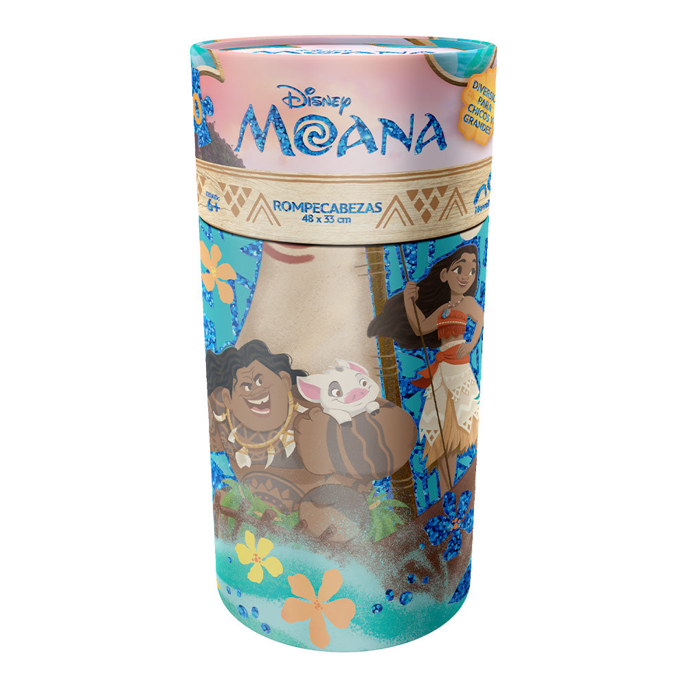 Rompecabezas Moana 100 Piezas Cilindro Metalizado con Póster