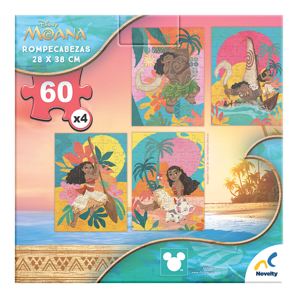 Rompecabezas 4 en 1 Moana 60 Piezas | Set Infantil Disney