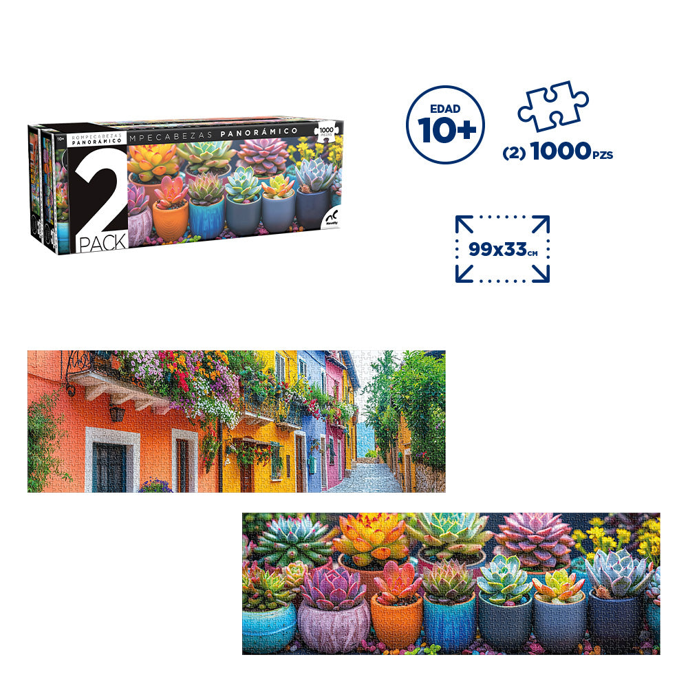 Rompecabezas Novelty Panorámico Suculentas 2 Pack 1000 Piezas