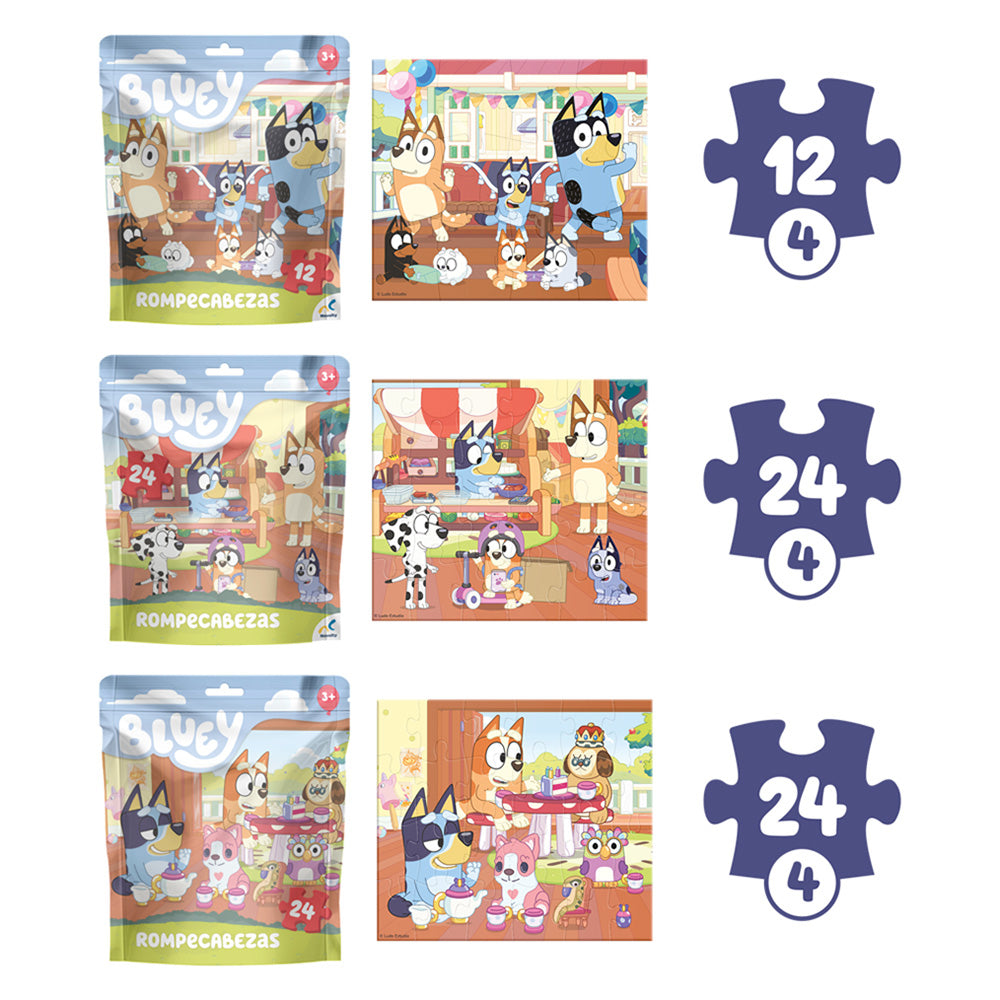 Rompecabezas Bluey Party Pack 12 Rompecabezas
