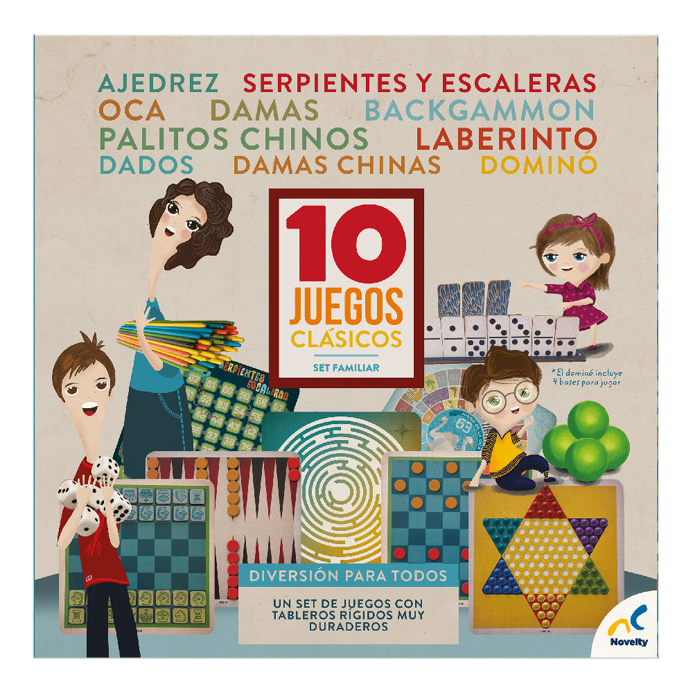 Set de 10 Juegos de Mesa Clásicos en 1 Novelty - Novelty Corp.