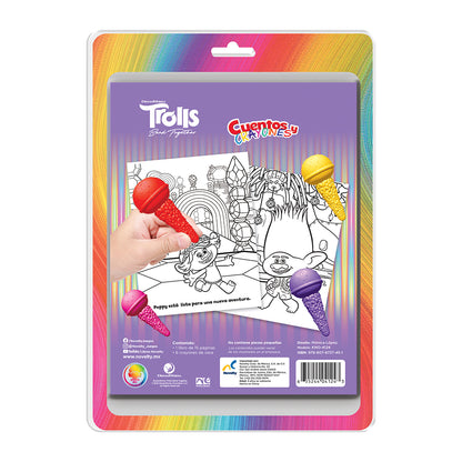 Libro Infantil Cuentos y Crayones Trolls 3