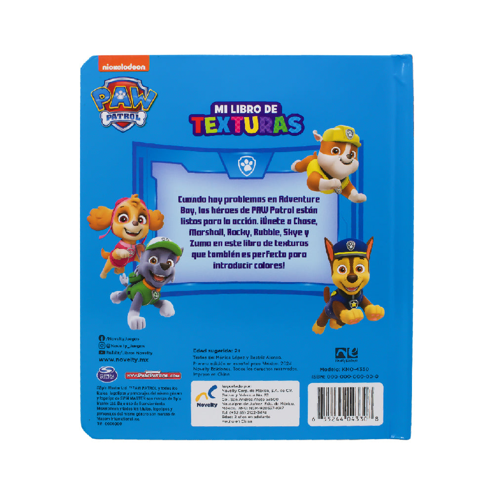 LIBRO PREESCOLAR DE TEXTURAS PAW PATROL