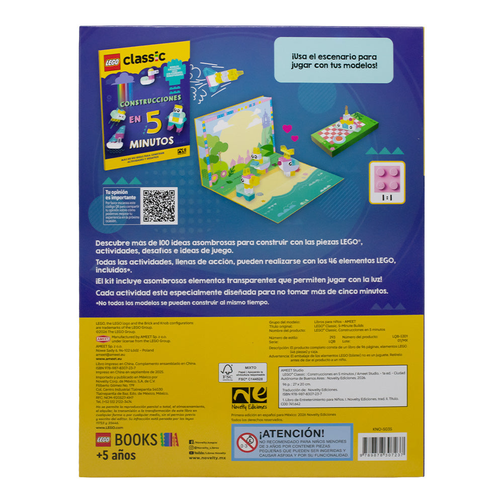 LEGO Classic Construcciones en 5 Minutos | Libro con Piezas| Novelty