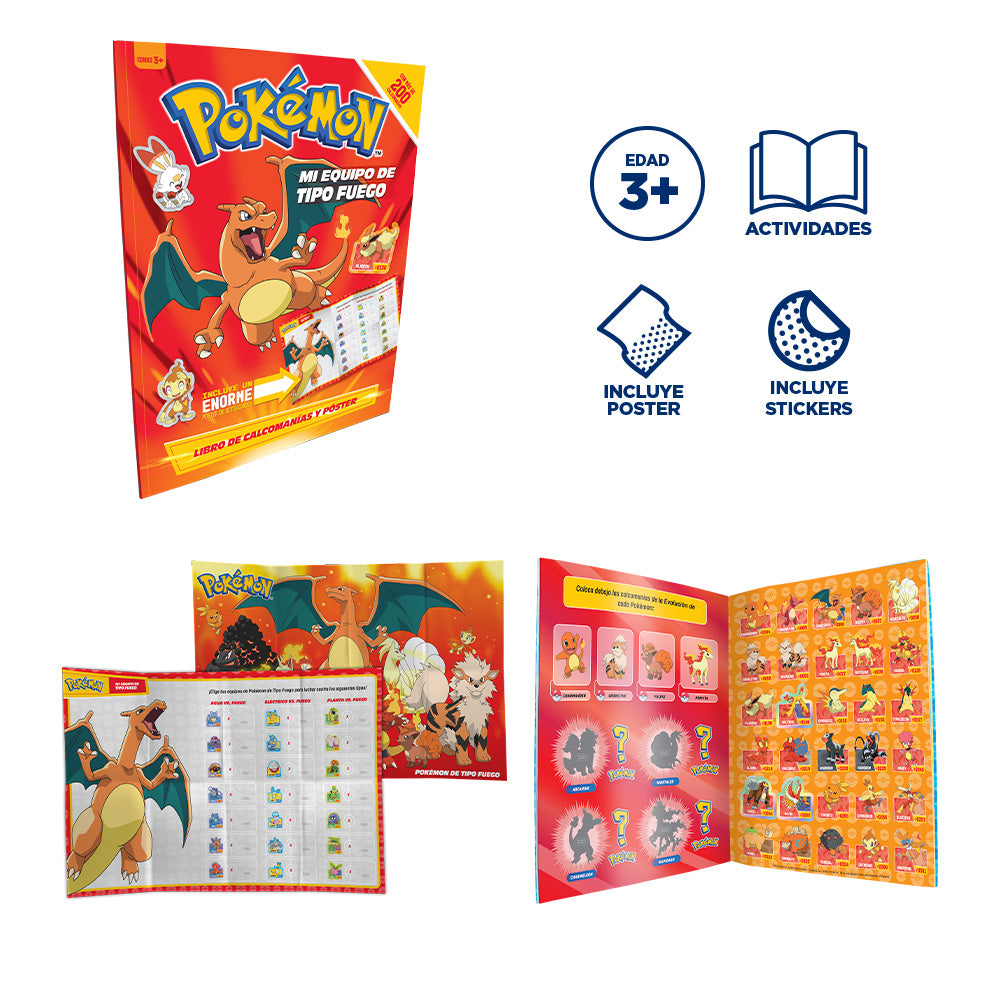 Libro Pokémon Mi Equipo Tipo Fuego